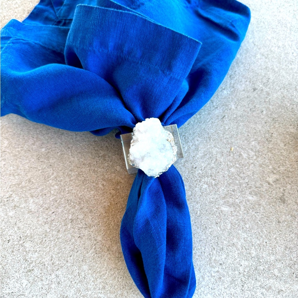 John Richard White Geode Napkin Rings, set of 4